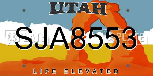 SJA8553 Utah License Plate