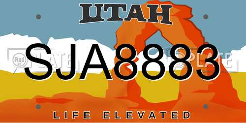 SJA8883 Utah License Plate