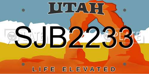 SJB2233 Utah License Plate