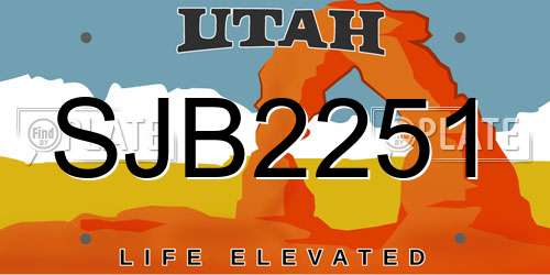 SJB2251 Utah License Plate