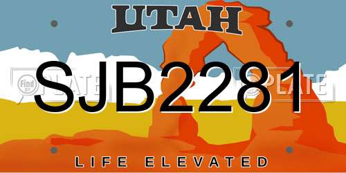 SJB2281 Utah License Plate