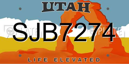 SJB7274 Utah License Plate