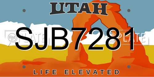 SJB7281 Utah License Plate