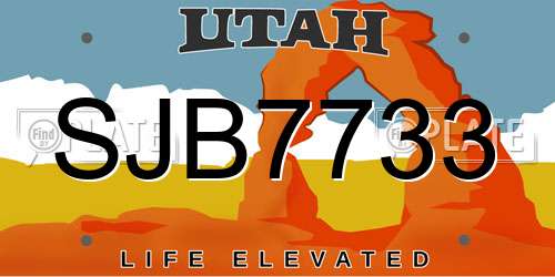 SJB7733 Utah License Plate