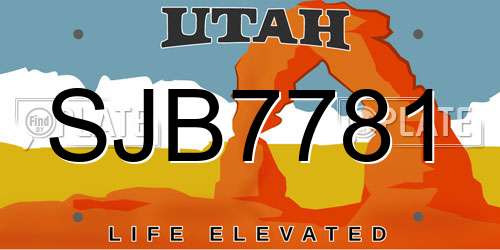 SJB7781 Utah License Plate