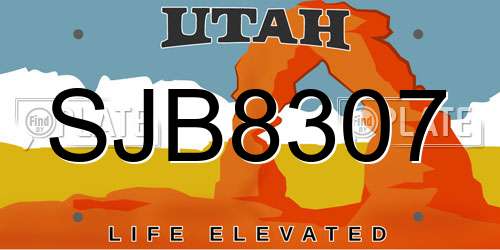 SJB8307 Utah License Plate