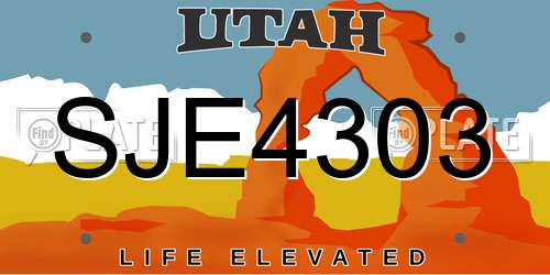 SJE4303 Utah License Plate