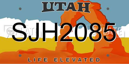SJH2085 Utah License Plate