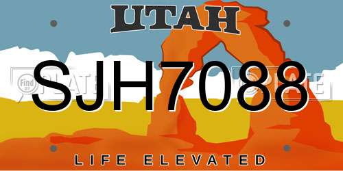 SJH7088 Utah License Plate