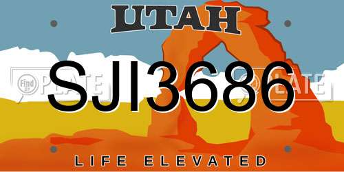 SJI3686 Utah License Plate