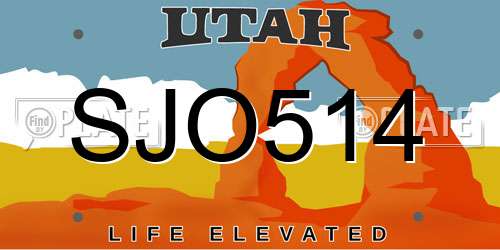 SJO514 Utah License Plate