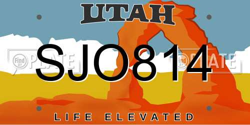 SJO814 Utah License Plate