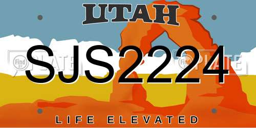 SJS2224 Utah License Plate