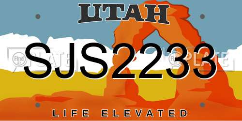 SJS2233 Utah License Plate