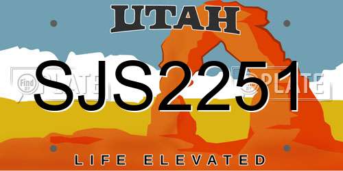 SJS2251 Utah License Plate