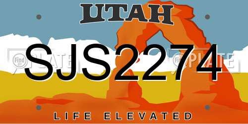 SJS2274 Utah License Plate