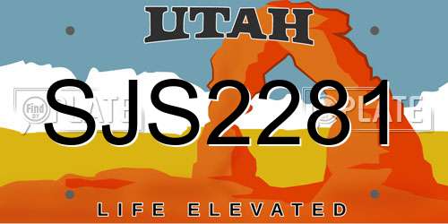 SJS2281 Utah License Plate