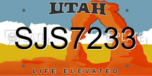 SJS7233 Utah License Plate