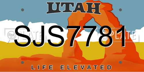 SJS7781 Utah License Plate