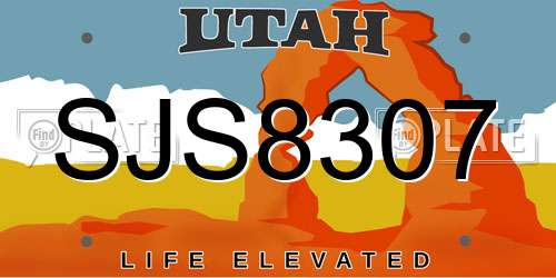 SJS8307 Utah License Plate