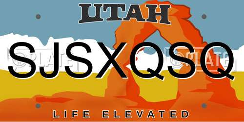 SJSXQSQ Utah License Plate