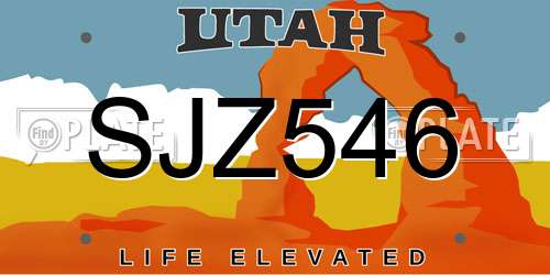 SJZ546 Utah License Plate