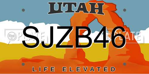 SJZB46 Utah License Plate