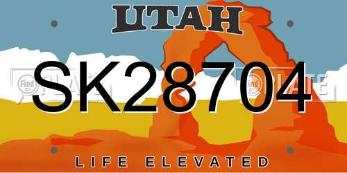SK28704 Utah License Plate