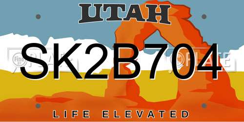 SK2B704 Utah License Plate