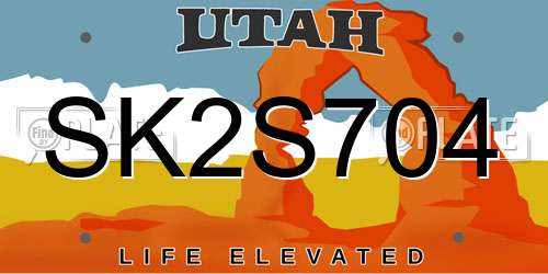 SK2S704 Utah License Plate