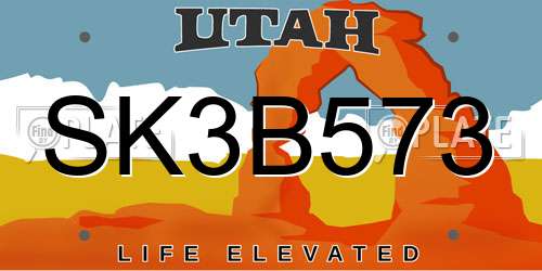 SK3B573 Utah License Plate