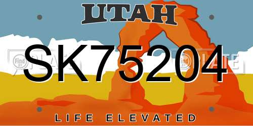 SK75204 Utah License Plate