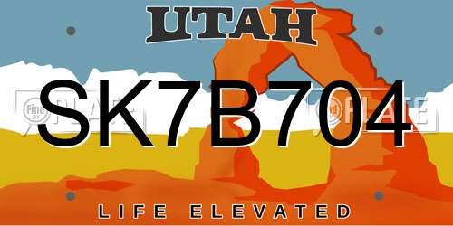 SK7B704 Utah License Plate