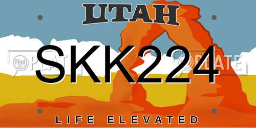 SKK224 Utah License Plate
