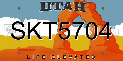 SKT5704 Utah License Plate