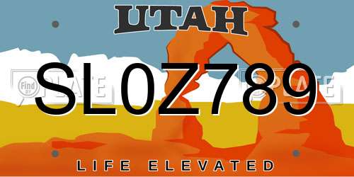 SL0Z789 Utah License Plate