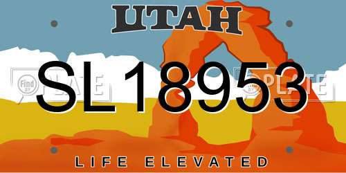 SL18953 Utah License Plate