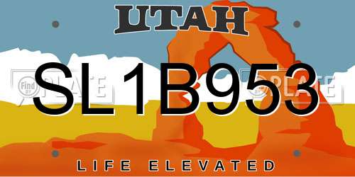 SL1B953 Utah License Plate