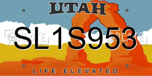SL1S953 Utah License Plate