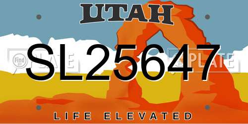 SL25647 Utah License Plate