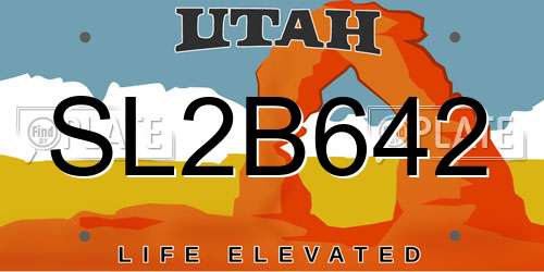 SL2B642 Utah License Plate
