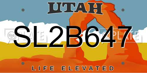 SL2B647 Utah License Plate