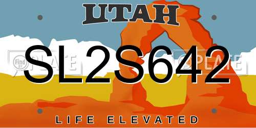 SL2S642 Utah License Plate