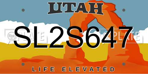 SL2S647 Utah License Plate