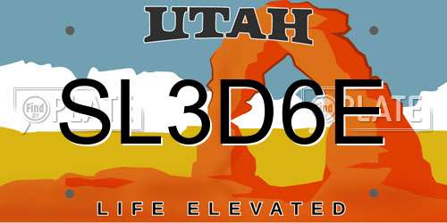 SL3D6E Utah License Plate