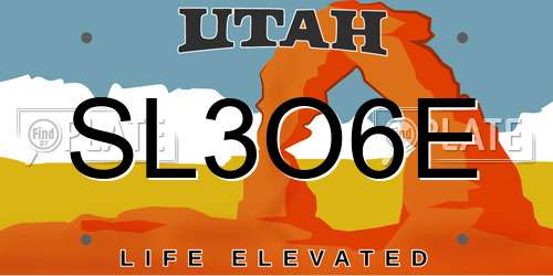 SL3O6E Utah License Plate