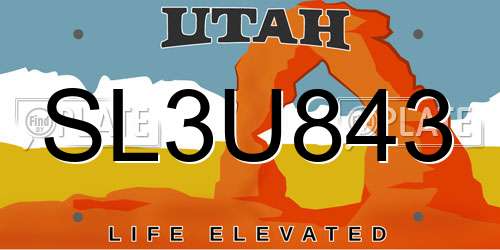 SL3U843 Utah License Plate