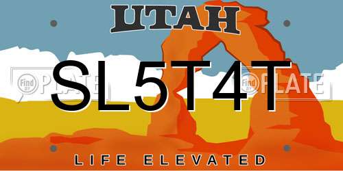 SL5T4T Utah License Plate
