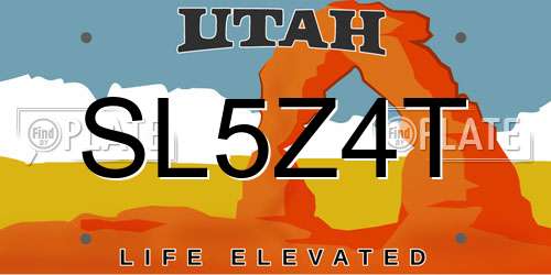 SL5Z4T Utah License Plate