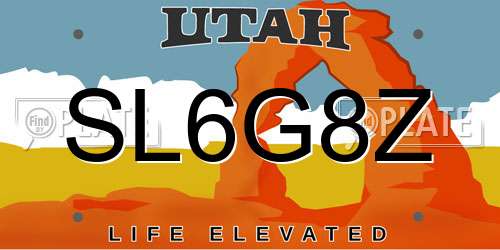 SL6G8Z Utah License Plate